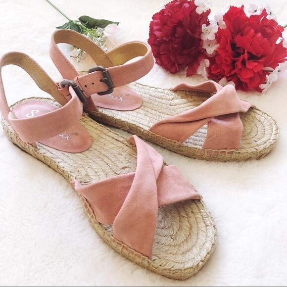 Splendid Pink Blush Suede Espadrille Sandals with Jute Detail - Picture 2 of 12
